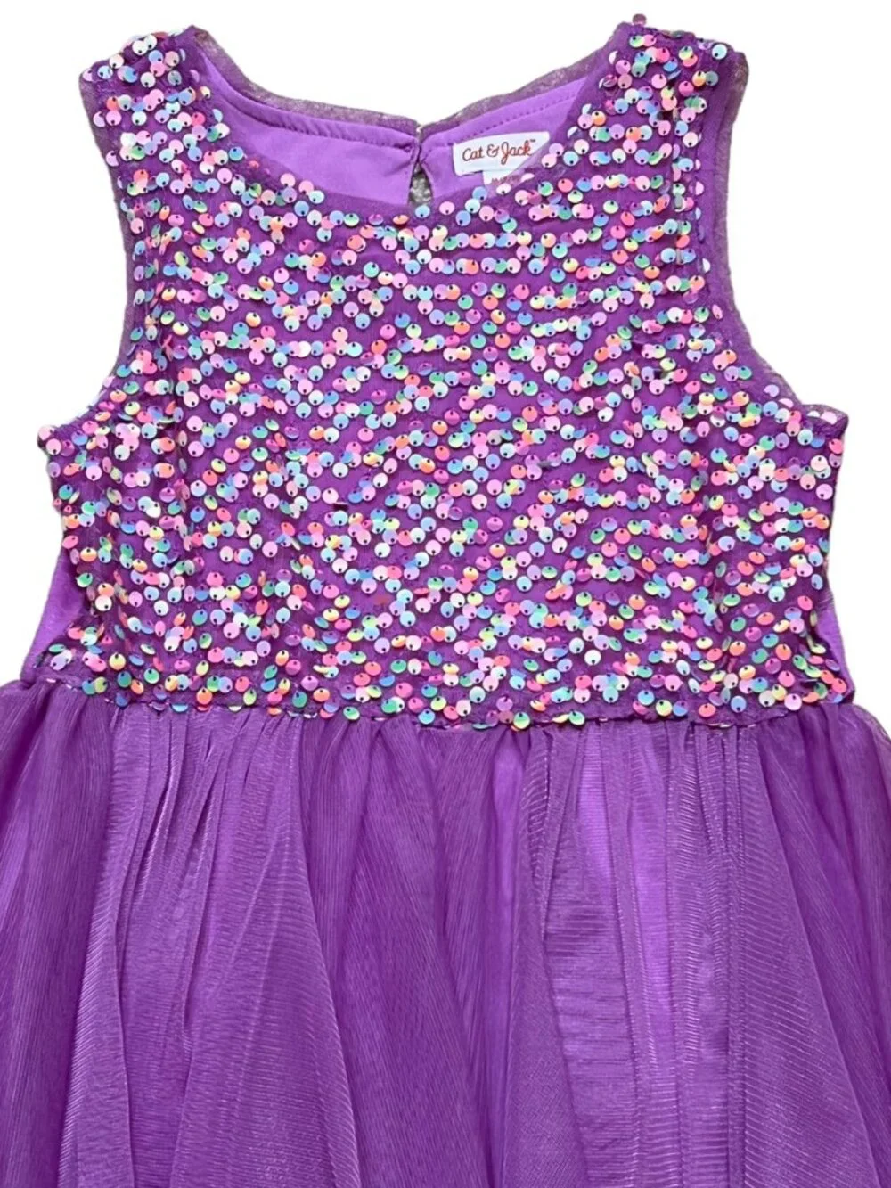 Cat & Jack Lilac Hankerchief Hem Sequin Dress Girls M (7/8)